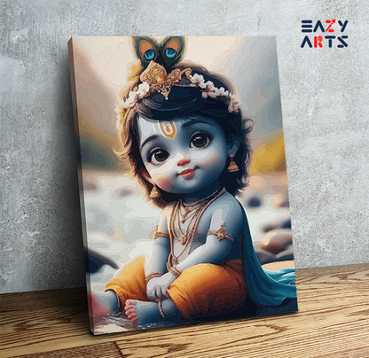 Charming Krishna: Baby Krishna by the River Paint by Numbers Kit