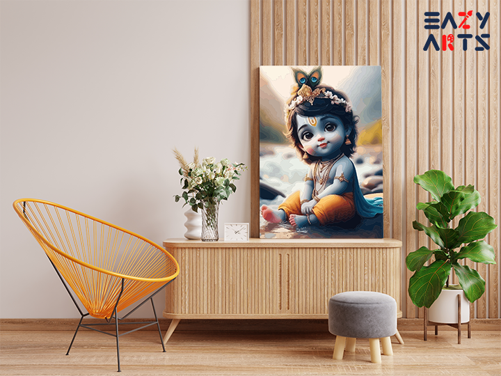 Charming Krishna: Baby Krishna by the River Paint by Numbers Kit