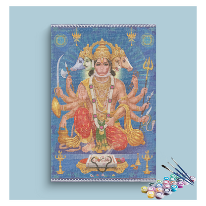 Divine Protector: Panchamukhi Hanuman Paint by Numbers Kit