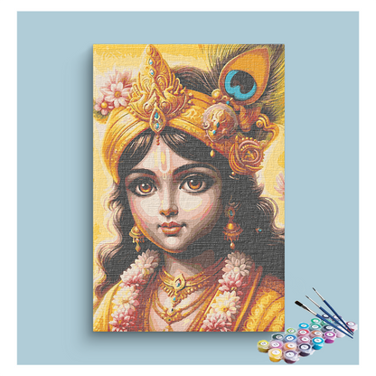 Golden Grace: Krishna in Radiance Paint by Numbers Kit