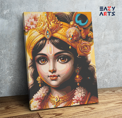 Golden Grace: Krishna in Radiance Paint by Numbers Kit