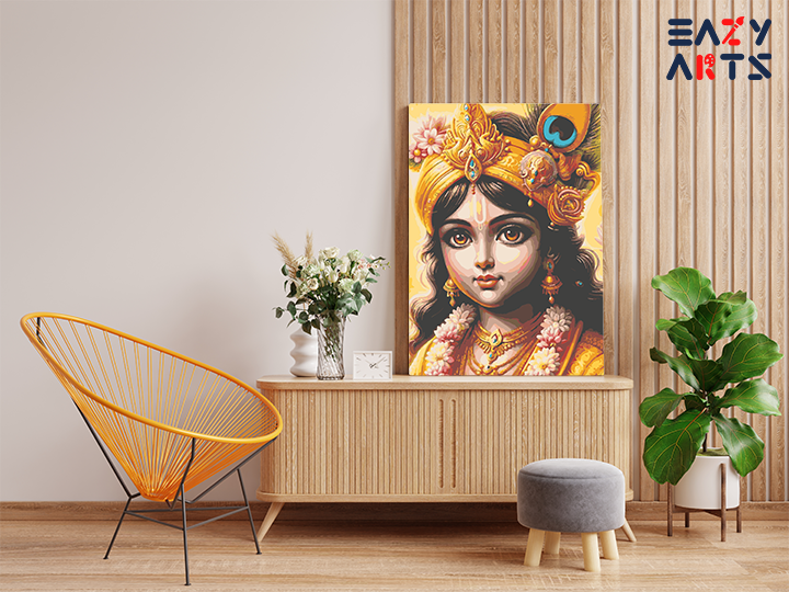 Golden Grace: Krishna in Radiance Paint by Numbers Kit