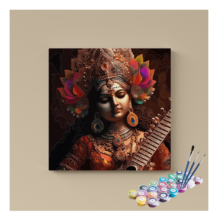 Divine Harmony: Goddess Saraswati Paint by Numbers Kit