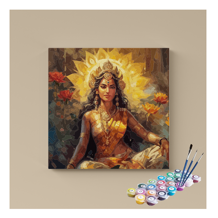 Radiant Divinity: Goddess Lakshmi Paint by Numbers Kit