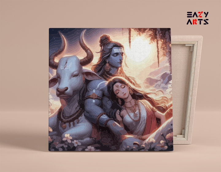 Serenity in Devotion: Shiva and Parvati Paint by Numbers Kit