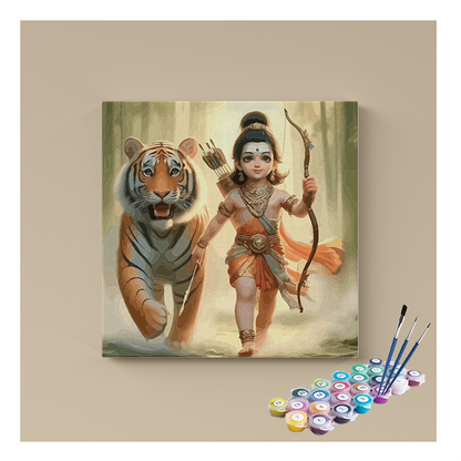Divine Protector: Little Ram with Tiger Paint by Numbers Kit