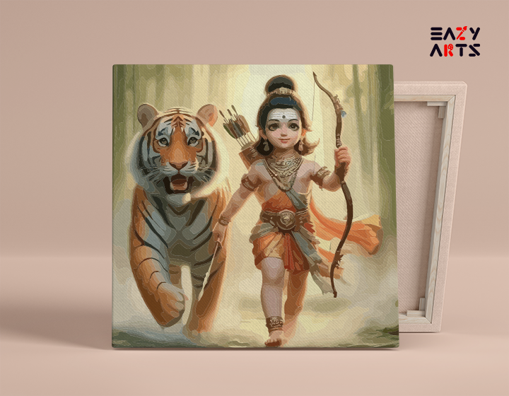 Divine Protector: Little Ram with Tiger Paint by Numbers Kit