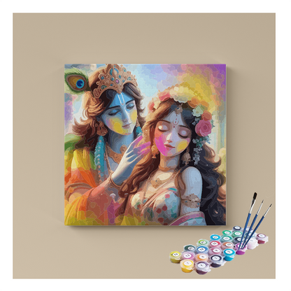 Krishna and Radha in a Colorful Celebration Paint by Numbers Kit