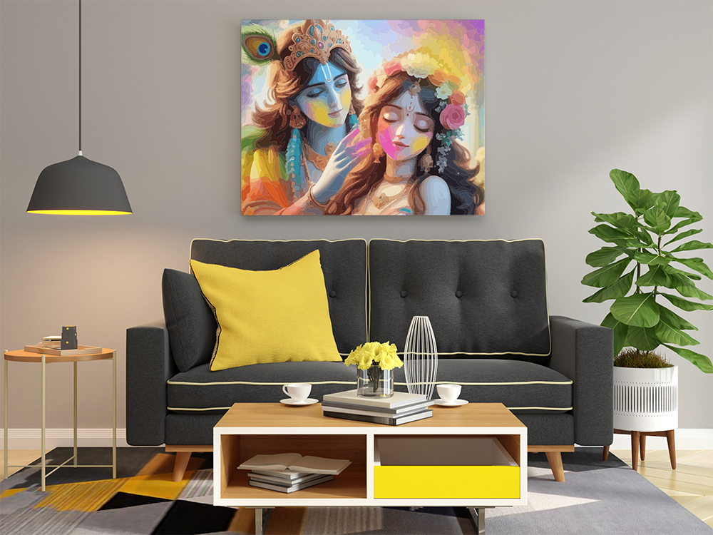 Krishna and Radha in a Colorful Celebration Paint by Numbers Kit