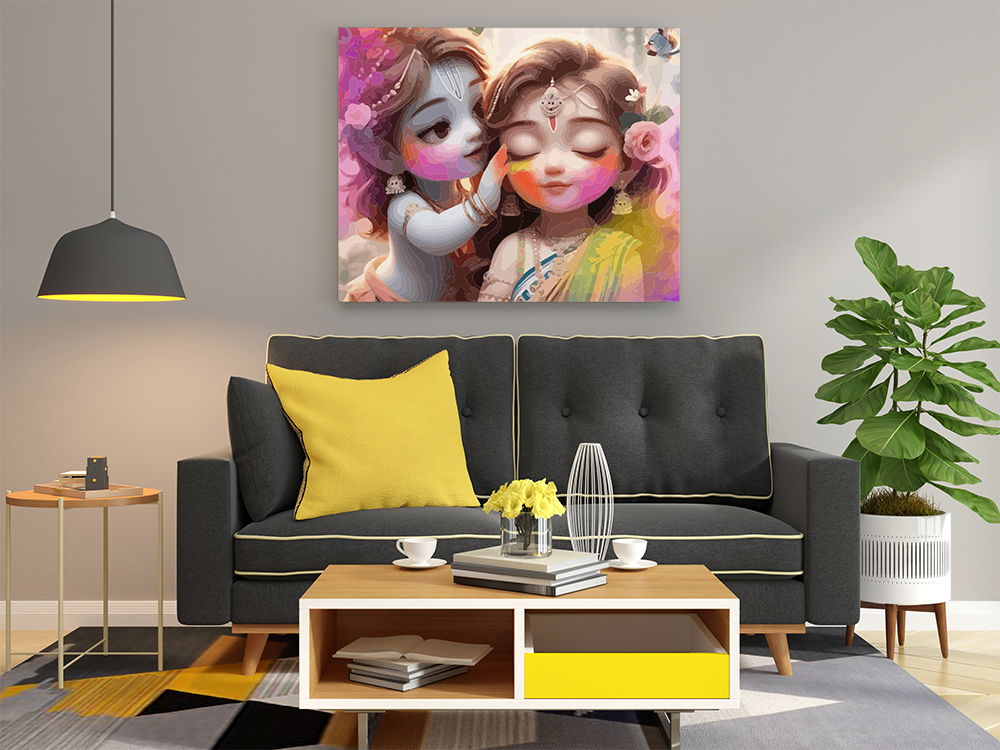 Krishna and Radha's Playful Moments: Holi Celebration Paint by Numbers Kit