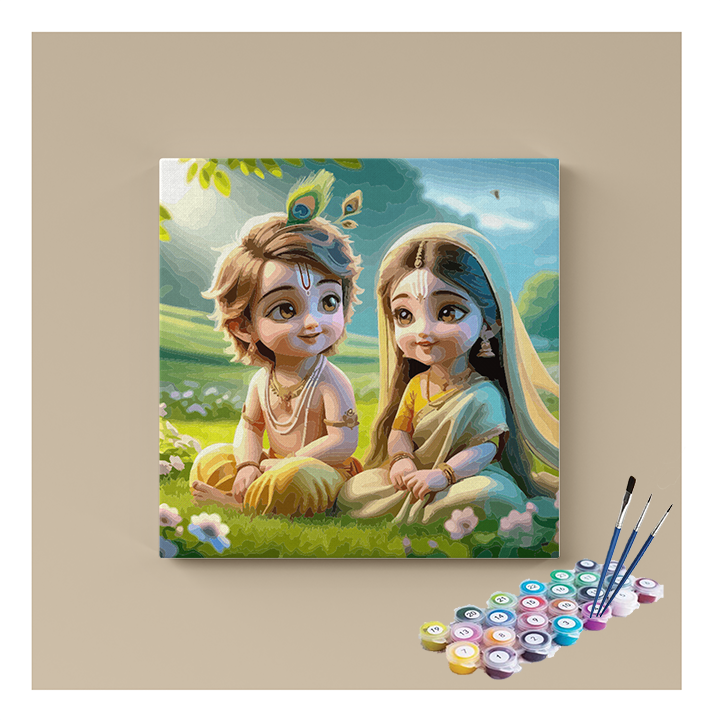 Divine Childhood: Krishna and Radha Paint by Numbers Kit