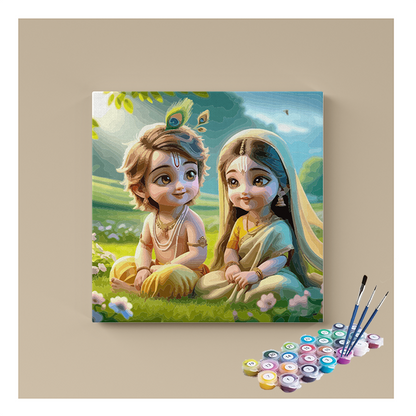 Divine Childhood: Krishna and Radha Paint by Numbers Kit