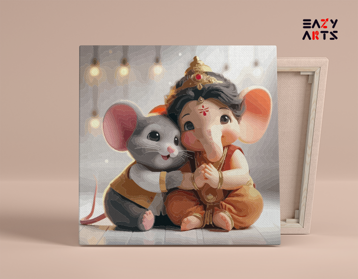 Adorable Baby Ganesha with Mooshak Paint by Numbers Kit
