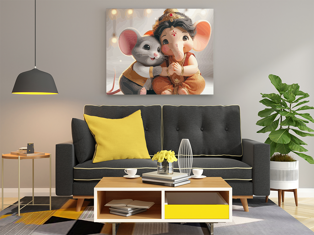 Adorable Baby Ganesha with Mooshak Paint by Numbers Kit