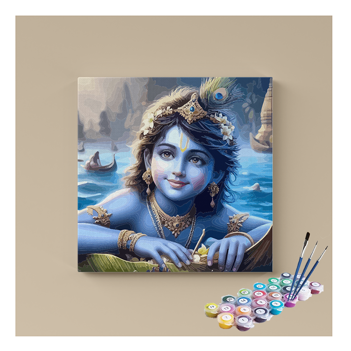 Divine Child Krishna on the Yamuna Paint by Numbers Kit