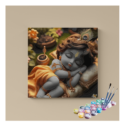 Divine Slumber: Sleeping Baby Krishna Paint by Numbers Kit