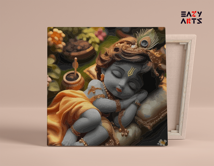 Divine Slumber: Sleeping Baby Krishna Paint by Numbers Kit