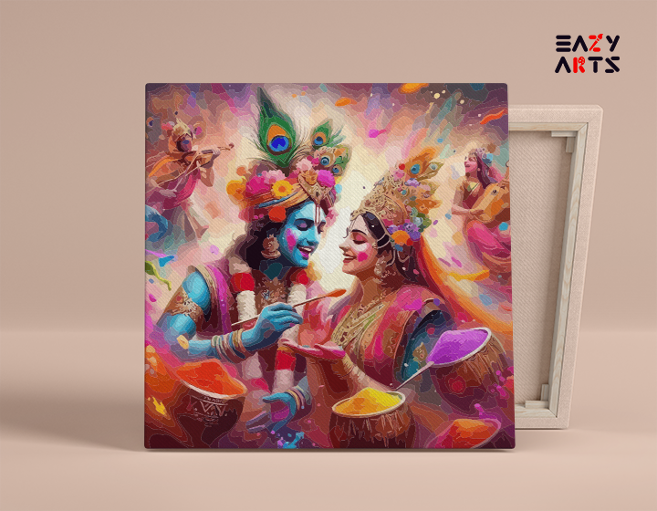 Vibrant Holi Celebration: Krishna and Radha Paint by Numbers Kit