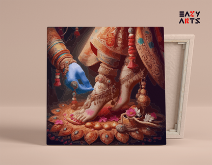 Divine Adoration: Krishna Adorning Radha's Feet Paint by Numbers Kit