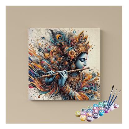 Flamboyant Krishna: Vibrant Flute Melody Paint by Numbers Kit
