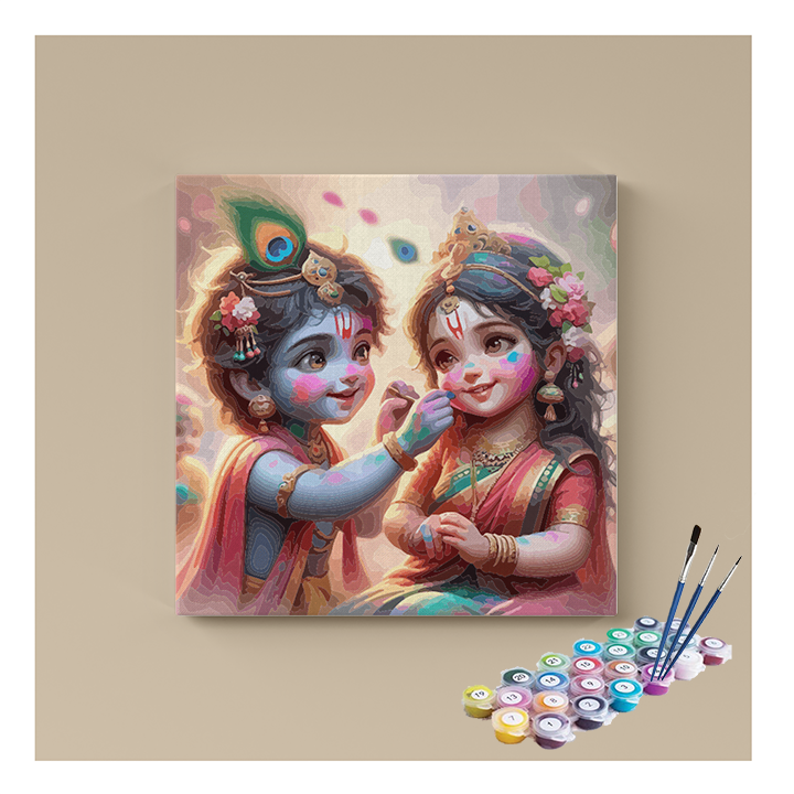 Joyful Krishna & Radha: Holi Celebration Paint by Numbers Kit