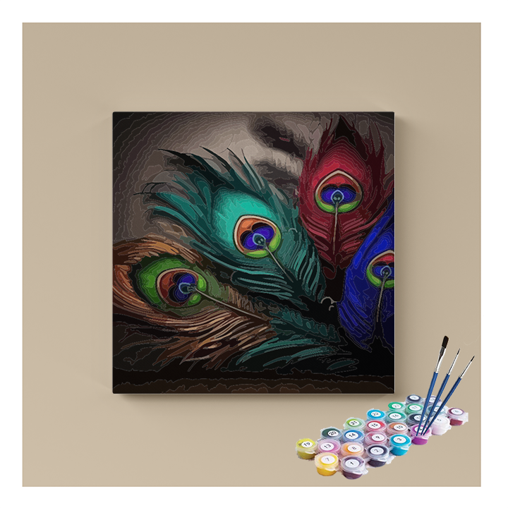 Elegant Peacock Feathers: Symbol of Grace Paint by Numbers Kit