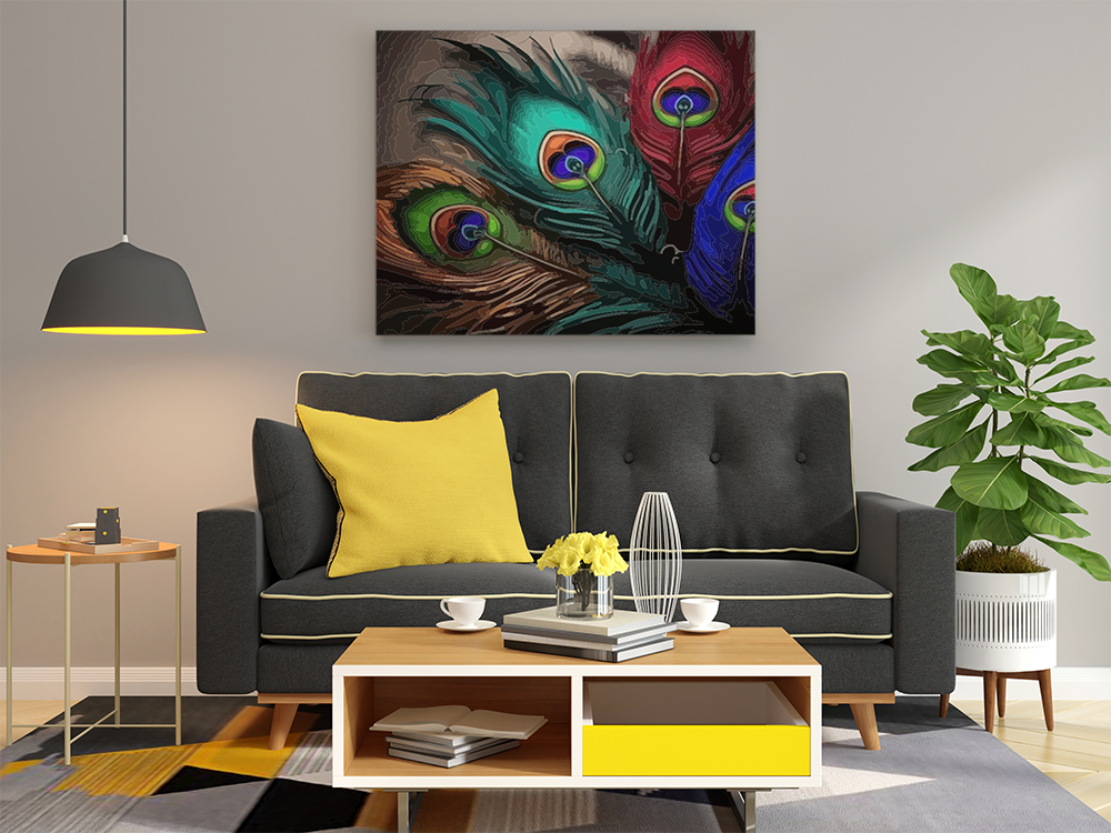 Elegant Peacock Feathers: Symbol of Grace Paint by Numbers Kit