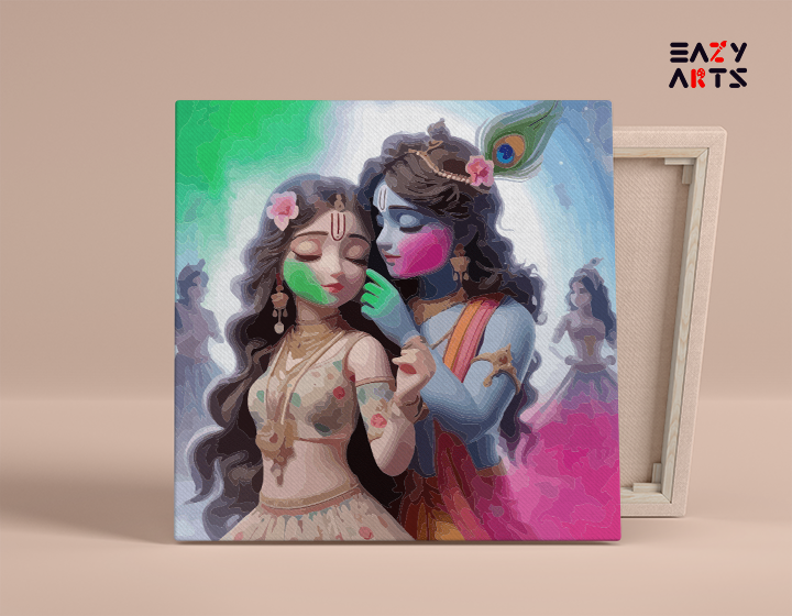 Divine Love: Krishna and Radha Holi Celebration Paint by Numbers Kit