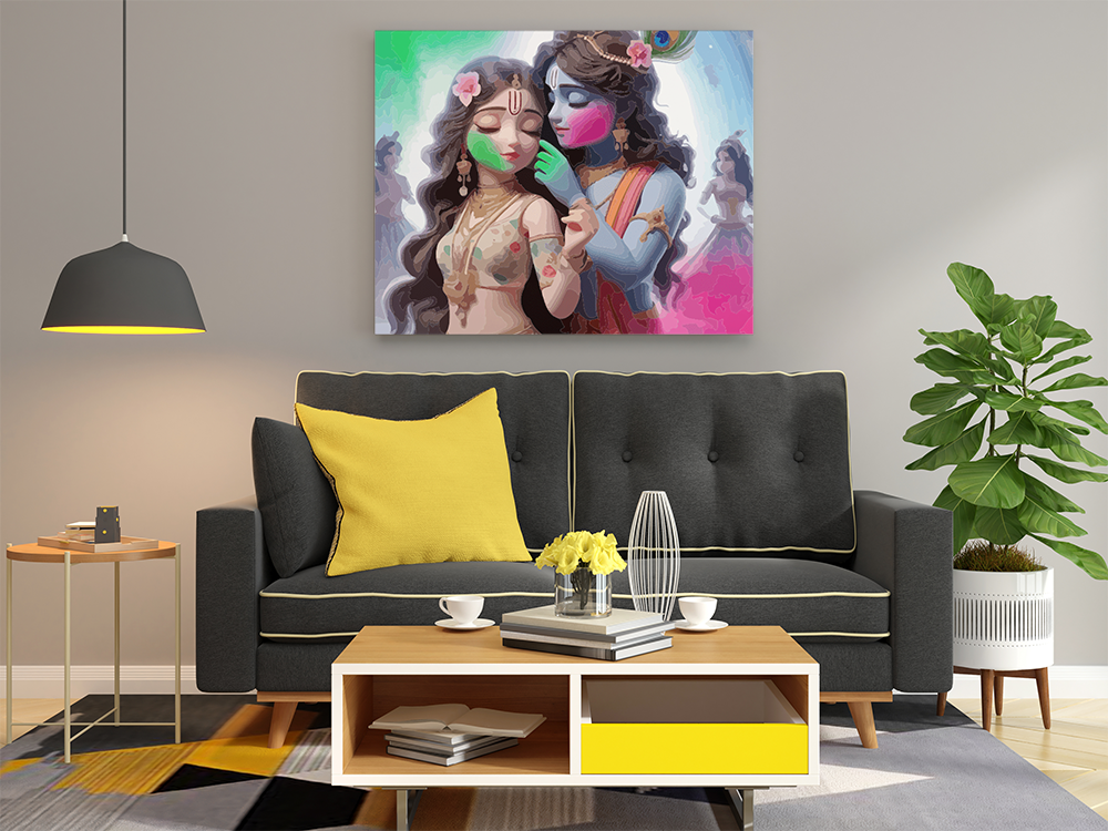 Divine Love: Krishna and Radha Holi Celebration Paint by Numbers Kit