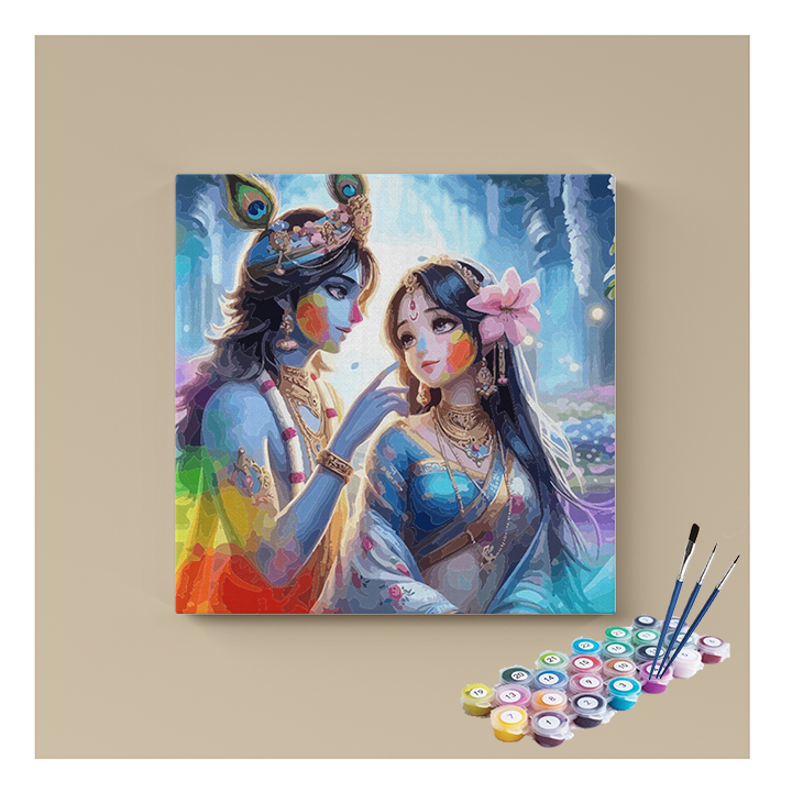 Eternal Bliss: Krishna and Radha Holi Paint by Numbers Kit