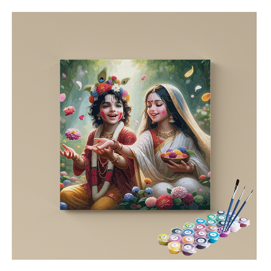 Divine Joy: Krishna and Radha Celebrating Together Paint by Numbers Kit