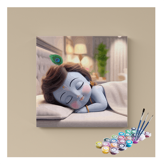 Serene Slumber: Baby Krishna Sleeping Paint by Numbers Kit