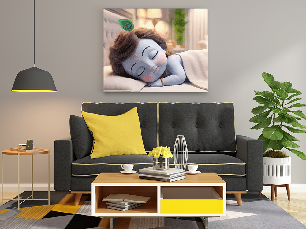Serene Slumber: Baby Krishna Sleeping Paint by Numbers Kit