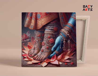 Divine Reverence: Krishna's Devotion to Radha's Feet Paint by Numbers Kit
