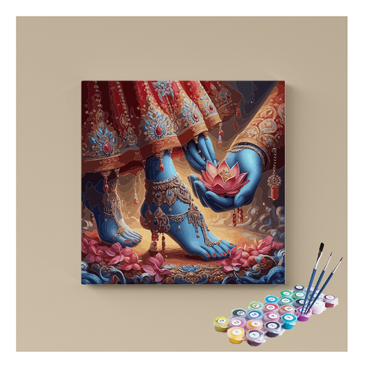 Sacred Lotus Offering: Radha and Krishna's Divine Connection Paint by Numbers Kit