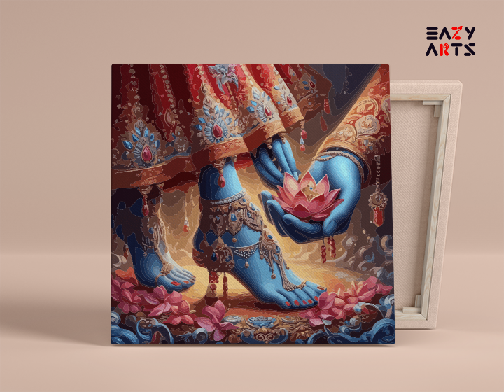 Sacred Lotus Offering: Radha and Krishna's Divine Connection Paint by Numbers Kit