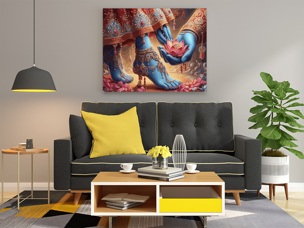 Sacred Lotus Offering: Radha and Krishna's Divine Connection Paint by Numbers Kit