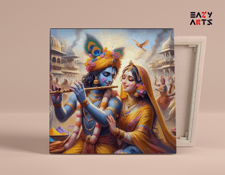 Divine Holi Harmony: Krishna and Radha in Vrindavan Paint by Numbers Kit