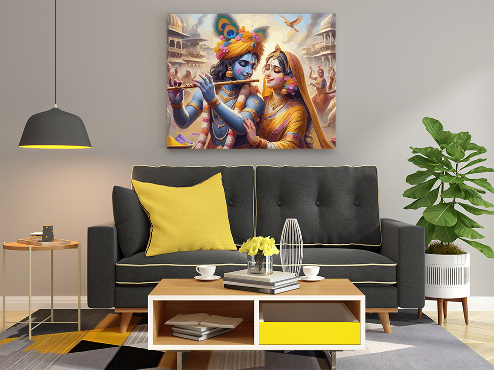 Divine Holi Harmony: Krishna and Radha in Vrindavan Paint by Numbers Kit