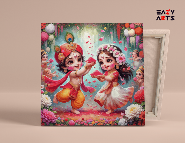 Joyful Holi Play: Krishna and Radha's Celebration Paint by Numbers Kit
