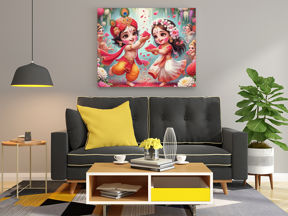 Joyful Holi Play: Krishna and Radha's Celebration Paint by Numbers Kit
