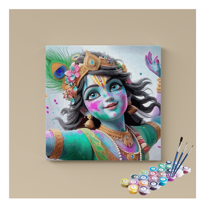 Joyful Krishna: Vibrant Colors of Holi Paint by Numbers Kit
