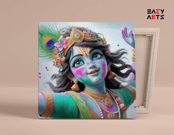 Joyful Krishna: Vibrant Colors of Holi Paint by Numbers Kit