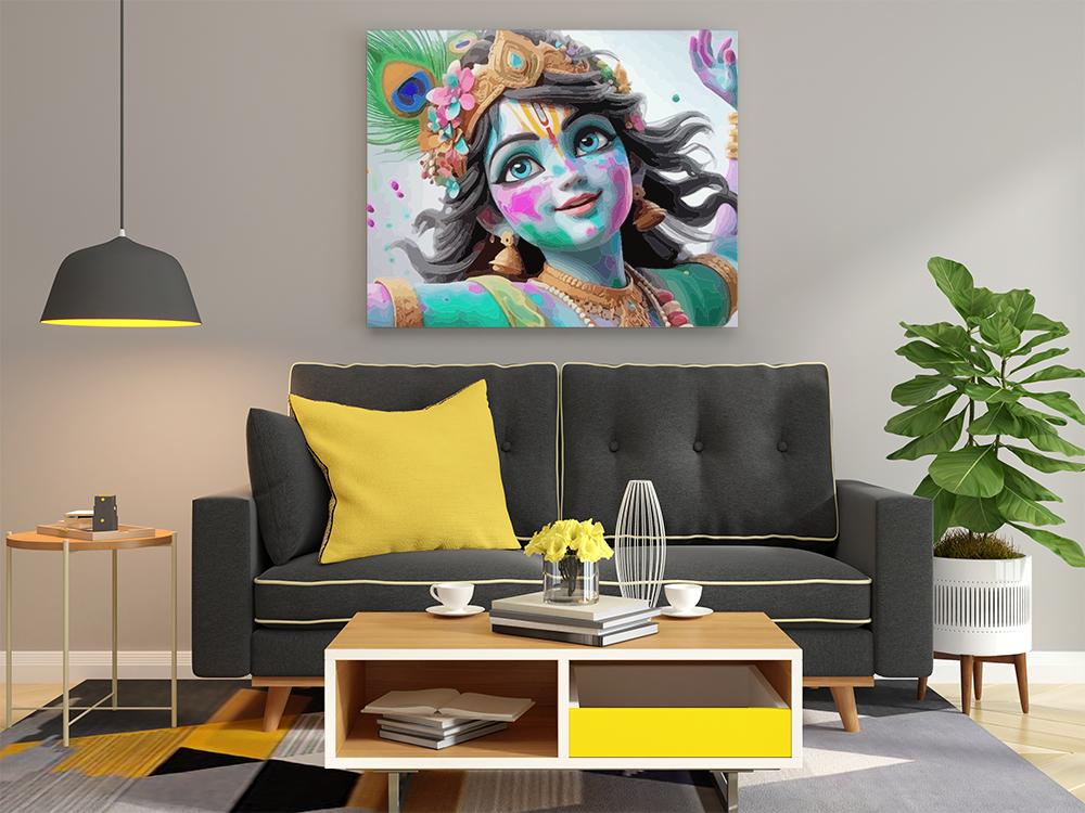 Joyful Krishna: Vibrant Colors of Holi Paint by Numbers Kit