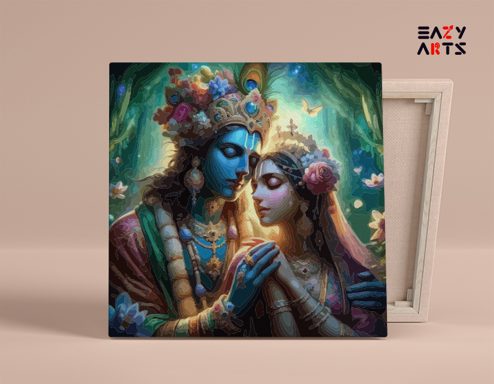 Eternal Love: Radha Krishna Under Moonlit Blossoms Paint by Numbers Kit