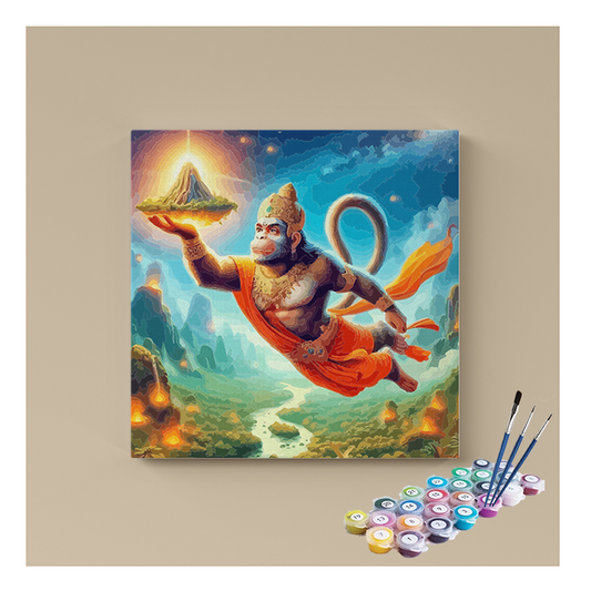 Mighty Hanuman: The Savior of Sanjeevani Mountain Paint by Numbers Kit