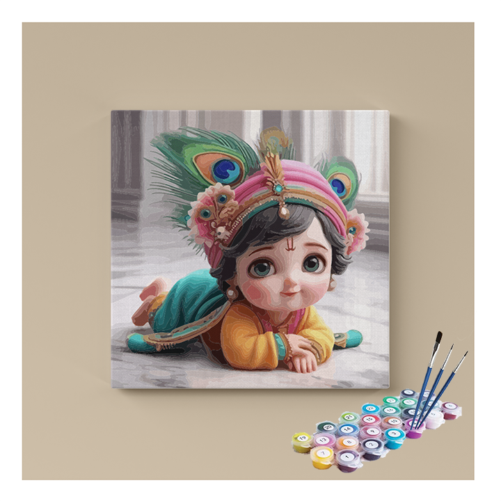 Adorable Baby Krishna: Divine Innocence Paint by Numbers Kit