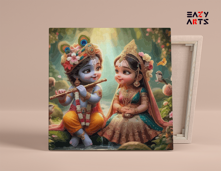 Divine Melody: Krishna and Radha in Childhood Paint by Numbers Kit