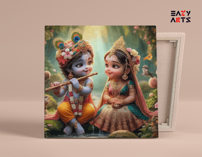 Divine Melody: Krishna and Radha in Childhood Paint by Numbers Kit