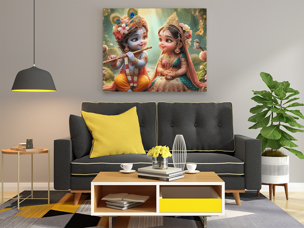 Divine Melody: Krishna and Radha in Childhood Paint by Numbers Kit